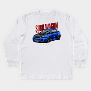 Subie Wagon (blue) Kids Long Sleeve T-Shirt